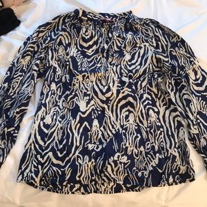 Elsa top in navy zebra pattern